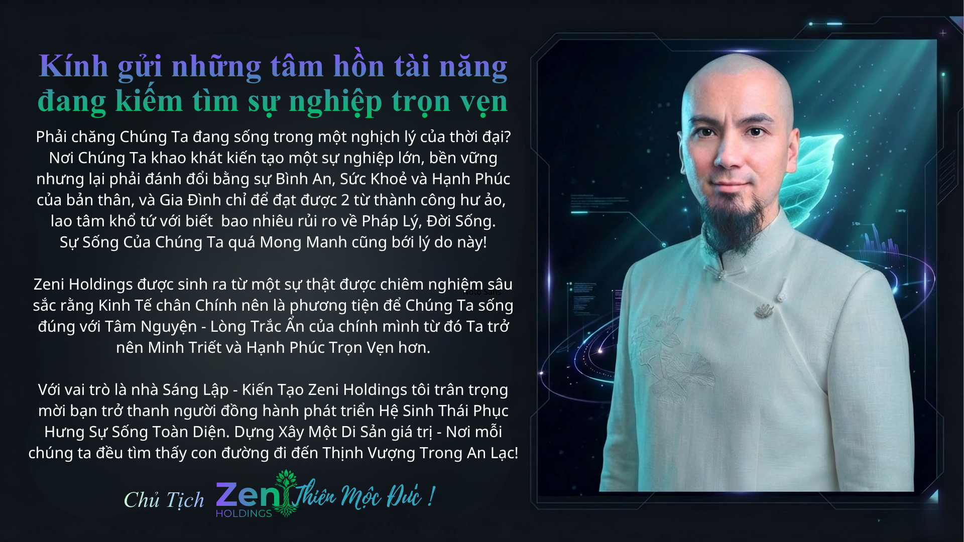 Thư Ngỏ — Chủ Tịch Thiên Mộc Đức · Zeni Holdings